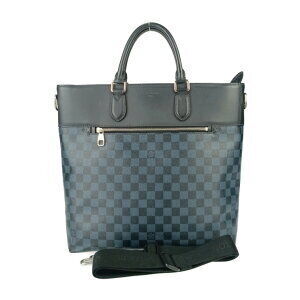 Louis Vuitton port tote bag Navy Blue silver Damier Cobalt Blue leather
